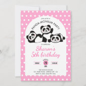 Panda Polka Dot Birthday Party Einladung (Vorderseite)