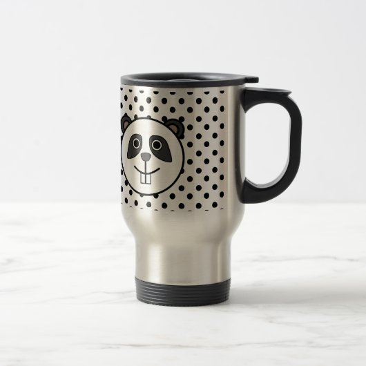 Panda Polka dot dots Schwarz-weiß Reisebecher (Rechts)