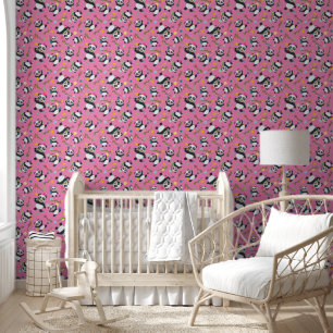 Panda polka dot kids pink peeling and stick tapete