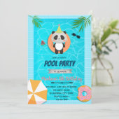 Panda-Pool-Einladung zum Geburtstag Dankeskarte (Stehend Vorderseite)