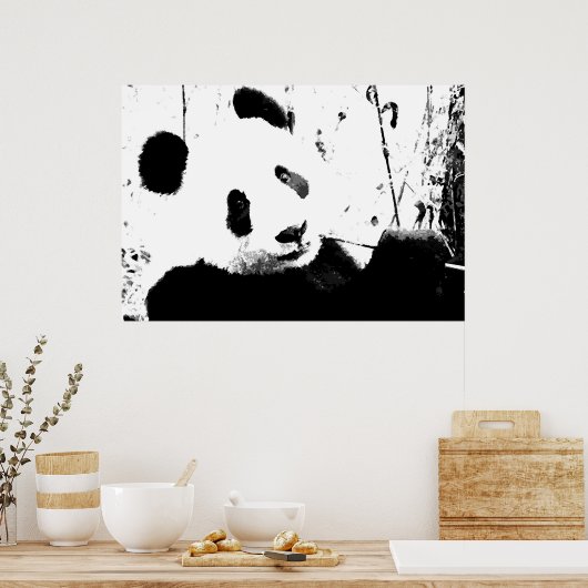 Panda Poster - Schwarz-Weiß-Panda-Gesicht (Küche)