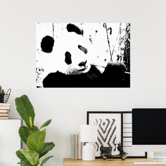 Panda Poster - Schwarz-Weiß-Panda-Gesicht (Heimbüro)