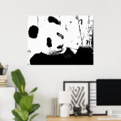 Panda Poster - Schwarz-Weiß-Panda-Gesicht (Heimbüro)