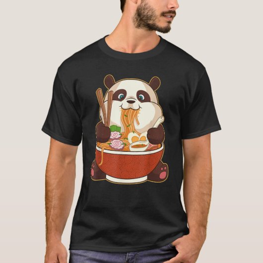 PANDA POWERBY RAMEN | Fett Panda Eating Ramen T-Shirt (Vorderseite)