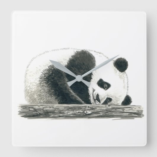 Panda Quadratische Wanduhr (Vorderseite)