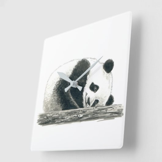 Panda Quadratische Wanduhr (Winkel)