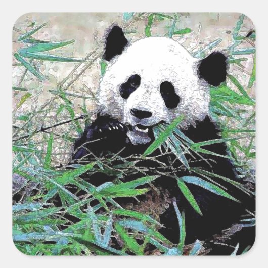Panda Quadratischer Aufkleber (Vorderseite)