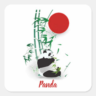 Panda   quadratischer aufkleber