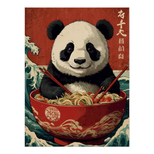 Panda Ramen Bowl Japanese Art Style Cute Poster (Vorderseite)