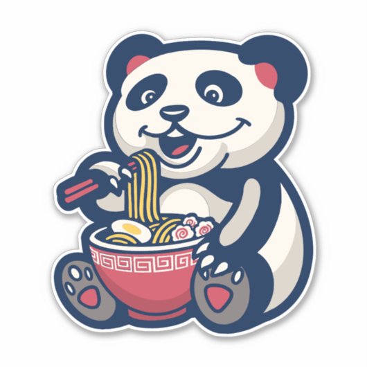 Panda Ramen Character Aufkleber (Vorderseite)