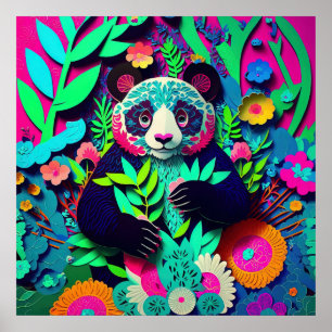 Panda Regenbogen-Attrappe aus Papier ausgeschnitte Poster