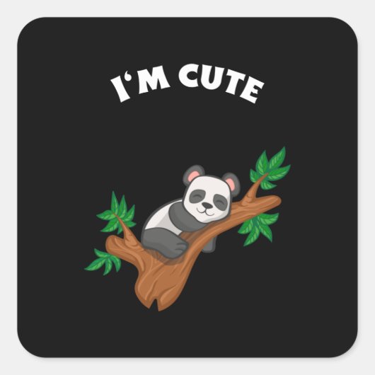Panda Relaxing - Ich bin Niedlich Quadratischer Aufkleber (Vorderseite)