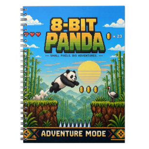 Panda, Retro-8-Bit-Pixel-Art Notizblock