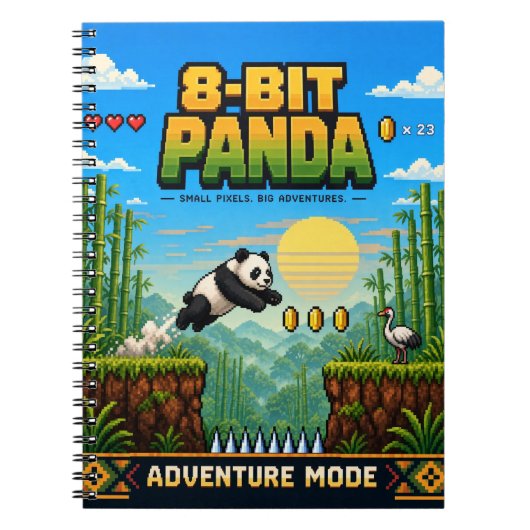 Panda, Retro-8-Bit-Pixel-Art Notizblock (Vorderseite)