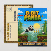 Panda, Retro-8-Bit-Pixel-Art Postkarte (Vorne/Hinten)
