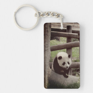 Panda - Retro Stil Fotografie Schlüsselanhänger