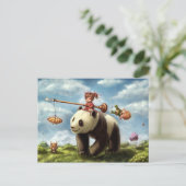 Panda Ride Postkarte (Stehend Vorderseite)