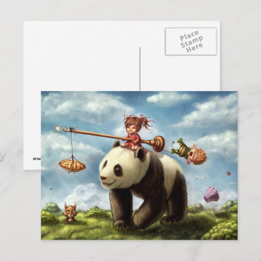 Panda Ride Postkarte (Vorne/Hinten)