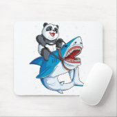 Panda Riding Hai Shirt für Männer Frauen Jungen Mä Mousepad (Mit Mouse)