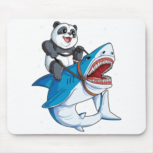 Panda Riding Hai Shirt für Männer Frauen Jungen Mä Mousepad (Vorne)