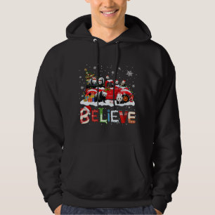 Panda Riding Red Truck Weihnachtsbaum glauben Sant Hoodie