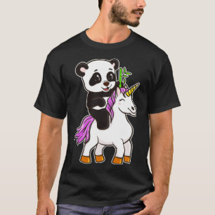 Panda Riding Unicorn Niedlich Magical T-Shirt