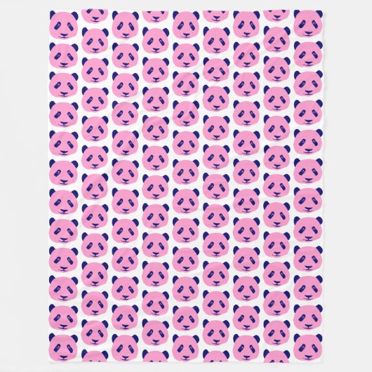 Panda Rosa und Dunkelblau Muster Fleecedecke (Vorderseite)