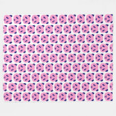 Panda Rosa und Dunkelblau Muster Fleecedecke (Vorderseite (Horizontal))