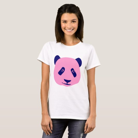 Panda - Rosa und dunkelblau T-Shirt (Vorne ganz)