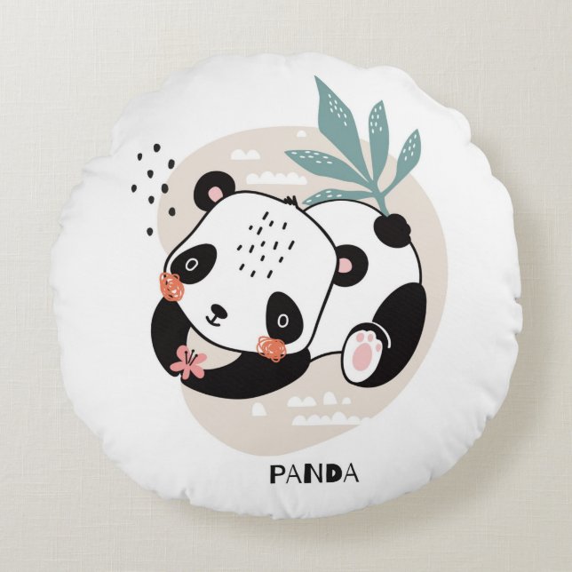 Panda Round Pillow Rundes Kissen (Vorderseite)