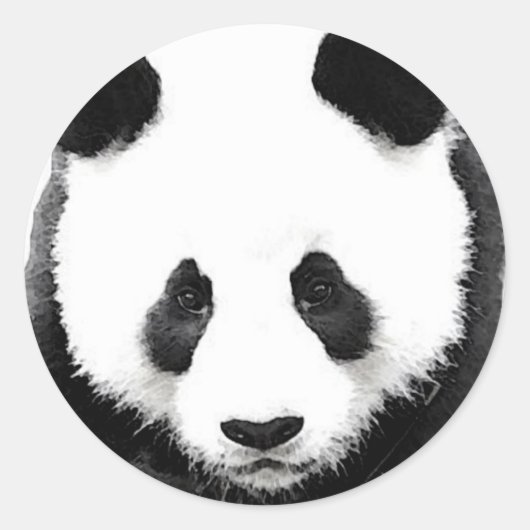 Panda Round Sticker - Schwarz-Weiß-Pop Art (Vorderseite)
