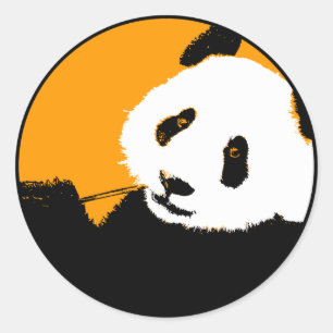 Panda. Runder Aufkleber