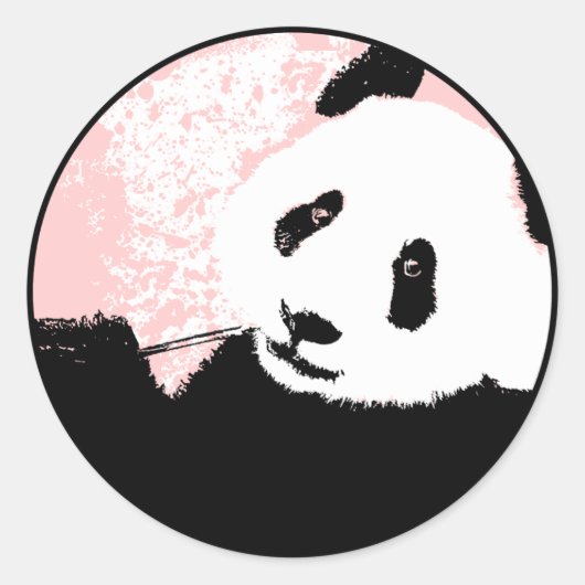 Panda. Runder Aufkleber (Vorderseite)