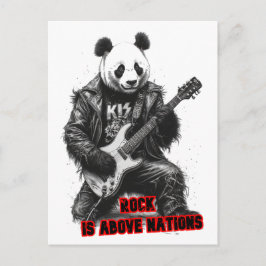Panda sagt: Rock ist über Nationen Feiertagspostkarte