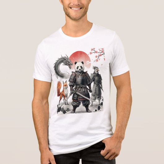 Panda Samurai & Mythical Warriors Fantasy Art Tri-Blend Shirt (Vorderseite)