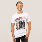 Panda Samurai & Mythical Warriors Fantasy Art Tri-Blend Shirt (Vorderseite voll)