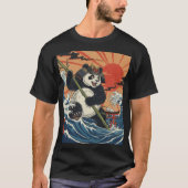 Panda Samurai Rising Amid Ukiyo Waves T-Shirt (Vorderseite)
