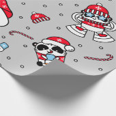 Panda Santa Bears mit Schneeflocken Geschenkpapier (Ecke)