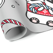 Panda Santa Bears mit Schneeflocken Geschenkpapier (Rolleneckpunkt)