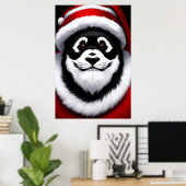 Panda Santa Claus Portrait | AI Art Poster (Heimbüro)