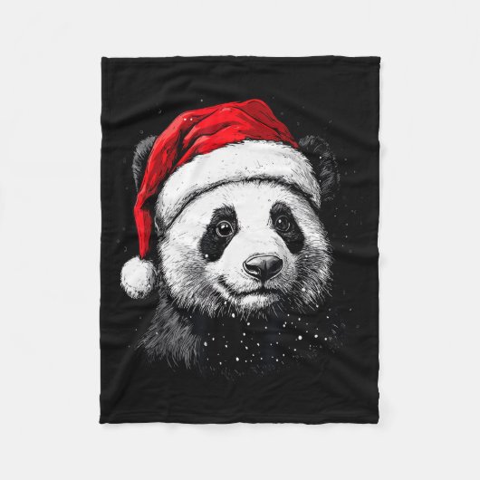 Panda Santa Hat Funny Panda Lovers Christmas Xmas Fleecedecke (Vorderseite)