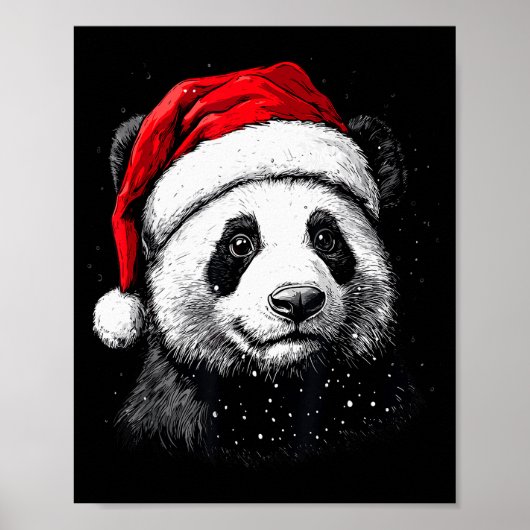 Panda Santa Hat Funny Panda Lovers Christmas Xmas Poster (Vorne)