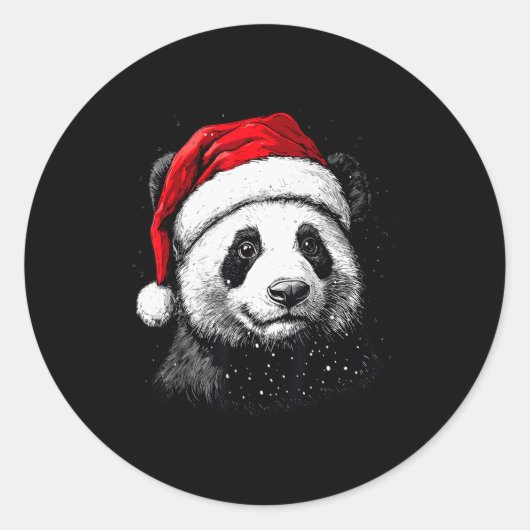Panda Santa Hat Funny Panda Lovers Christmas Xmas Runder Aufkleber (Vorderseite)