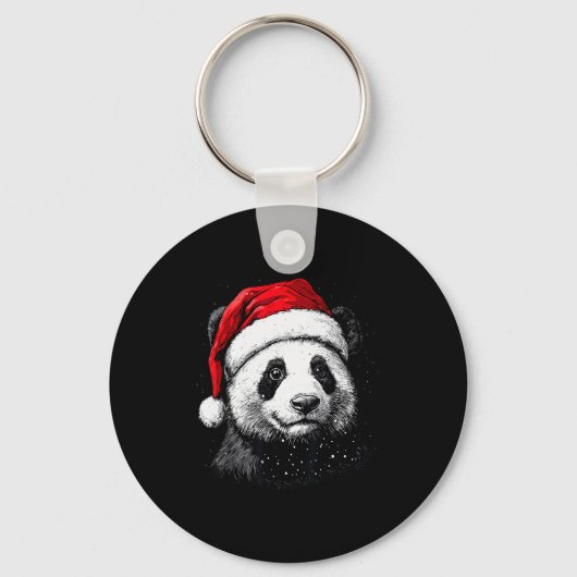 Panda Santa Hat Funny Panda Lovers Christmas Xmas Schlüsselanhänger (Vorderseite)