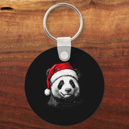 Panda Santa Hat Funny Panda Lovers Christmas Xmas  Schlüsselanhänger (Vorderseite)