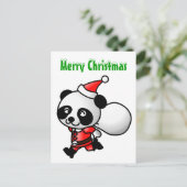 Panda Santa Postcard Feiertagspostkarte (Stehend Vorderseite)