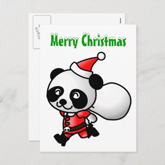 Panda Santa Postcard Feiertagspostkarte (Vorne/Hinten)