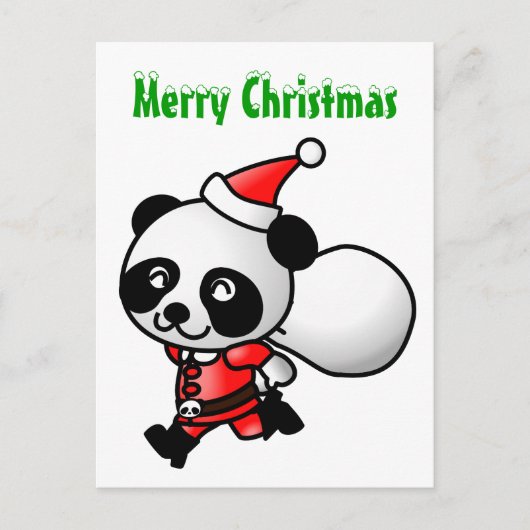 Panda Santa Postcard Feiertagspostkarte (Vorderseite)