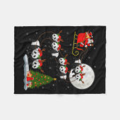 Panda Santa Sleigh Flying Funny Magical Christmas Fleecedecke (Vorderseite (Horizontal))