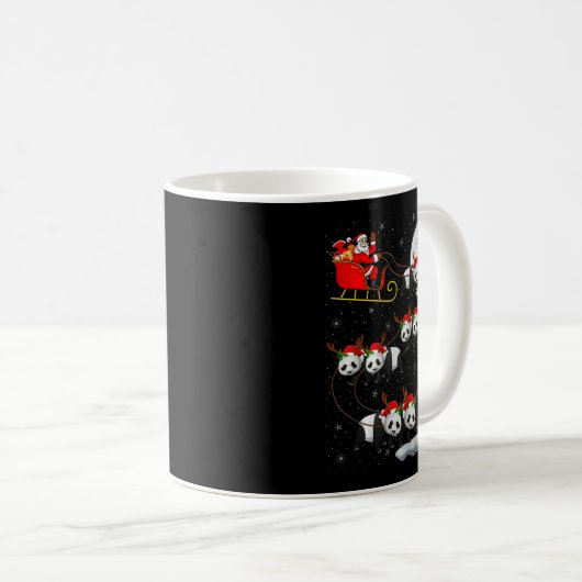 Panda Santa Sleigh Flying Funny Magical Christmas Kaffeetasse (VorderseiteRechts)